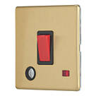 Contactum Lyric 32A 1-Gang DP Control Switch & Flex Outlet Brushed Brass with Neon with Black Inserts