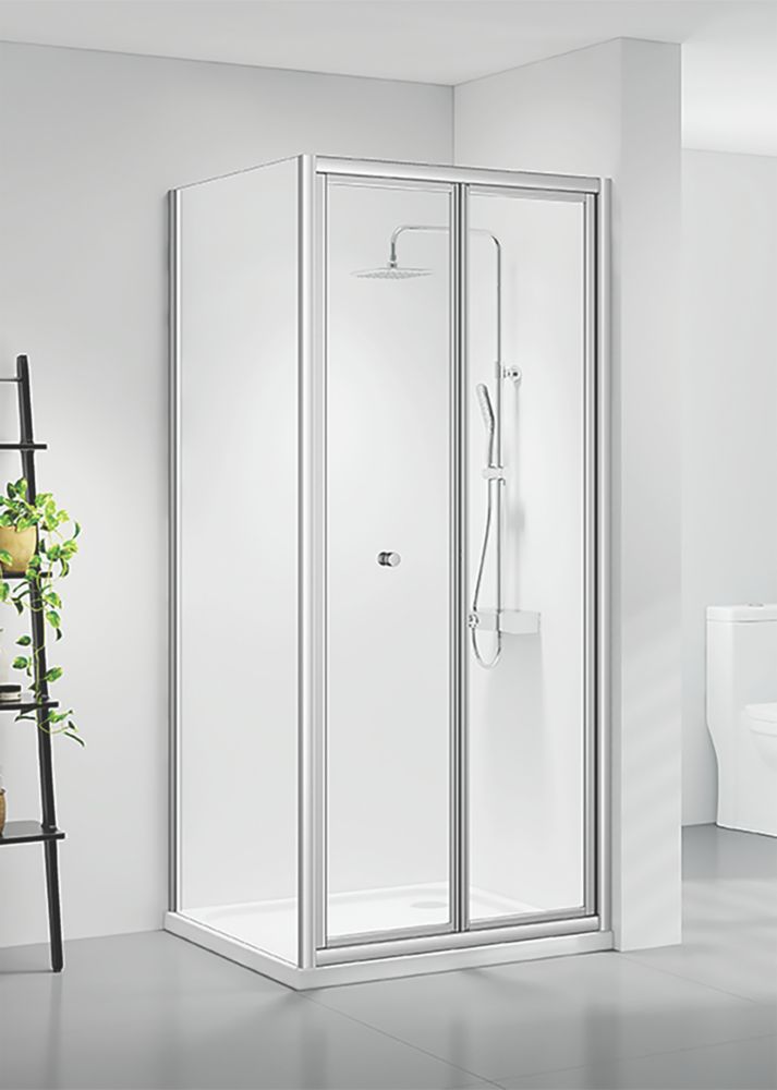 Triton Neo Six  Framed Square Bi-Fold Door Shower Enclosure  Chrome  900mm x 900mm x 1850mm
