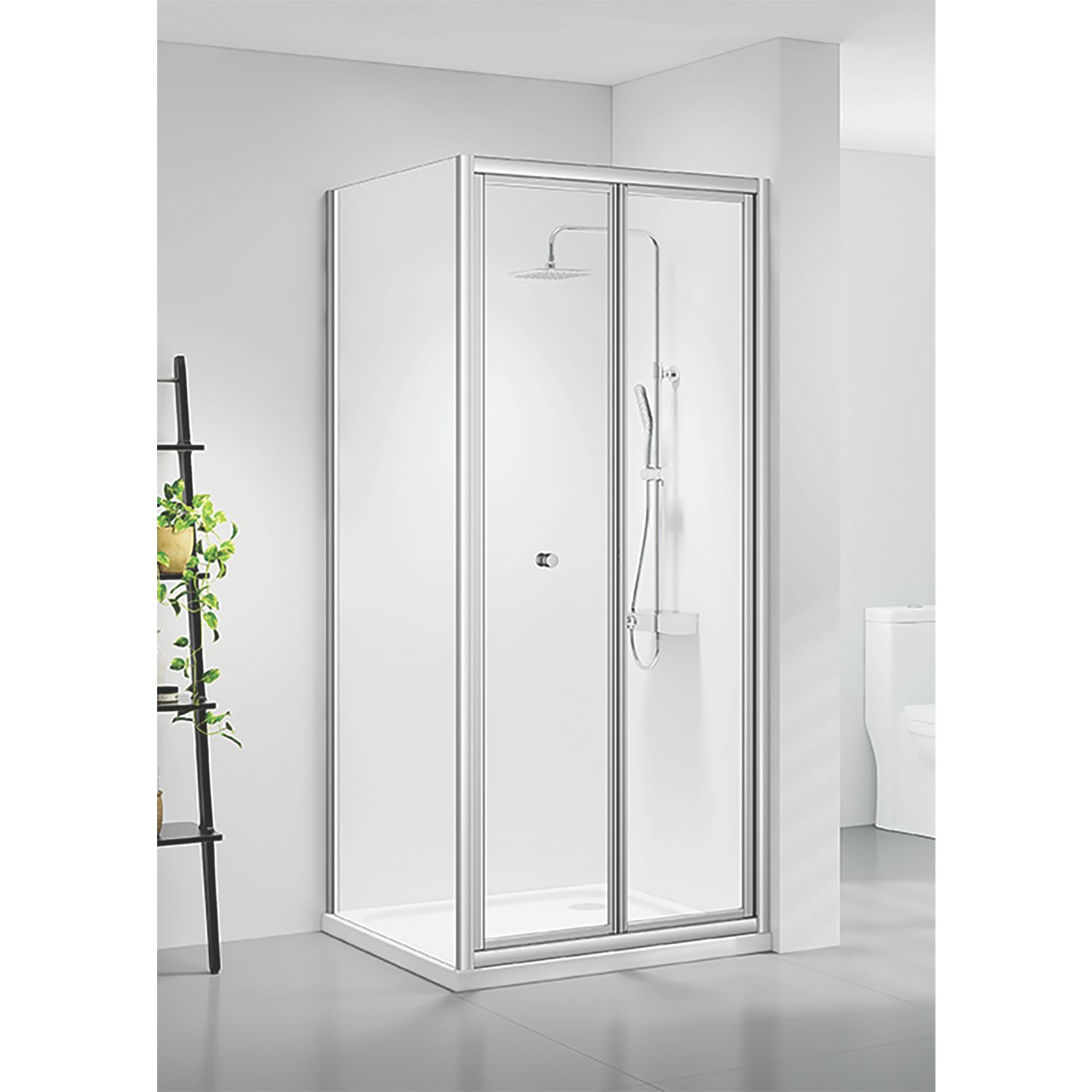 Triton Neo Six Framed Square Bi-Fold Door Shower Enclosure Chrome 900mm x 900mm x 1850mm (162TK)