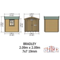 Shire Bradley 7' x 7' (Nominal) Apex Timber Log Cabin