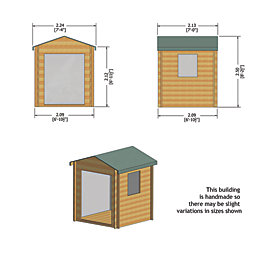 Shire Bradley 7' x 7' (Nominal) Apex Timber Log Cabin