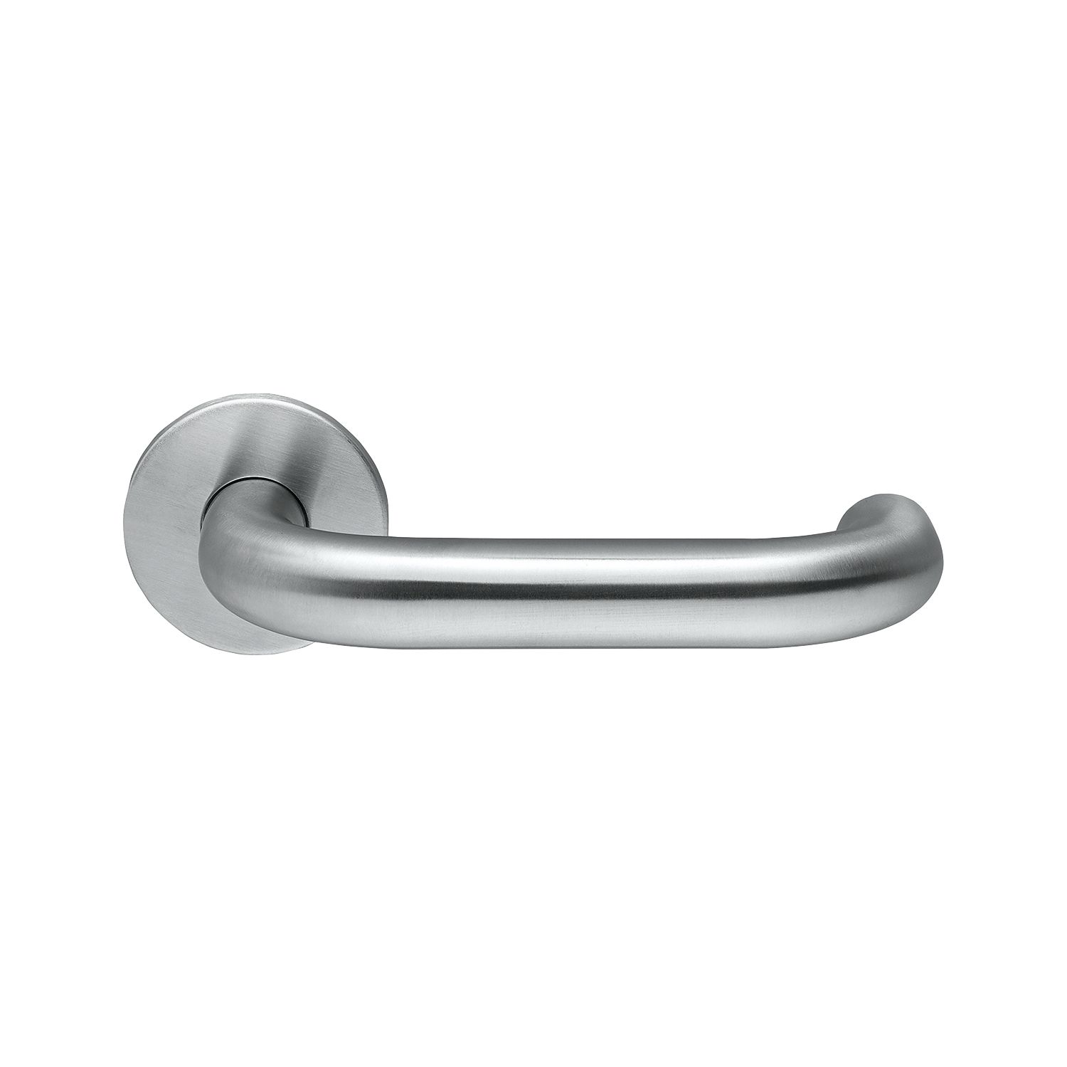Briton 4700 Series Fire Rated Lever on Rose Round Bar Return to Door Handle Pair Satin Stainless Steel (1639P)