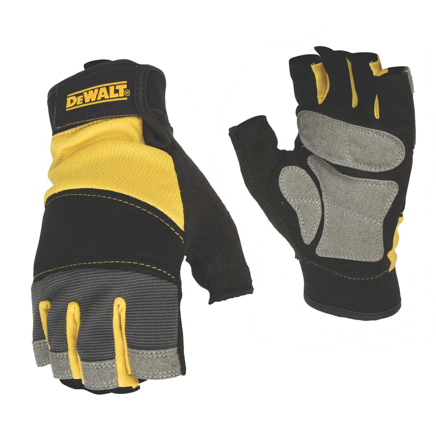 DEWALT Performance Fingerless Gloves Black / Yellow / Grey Medium (163AY)