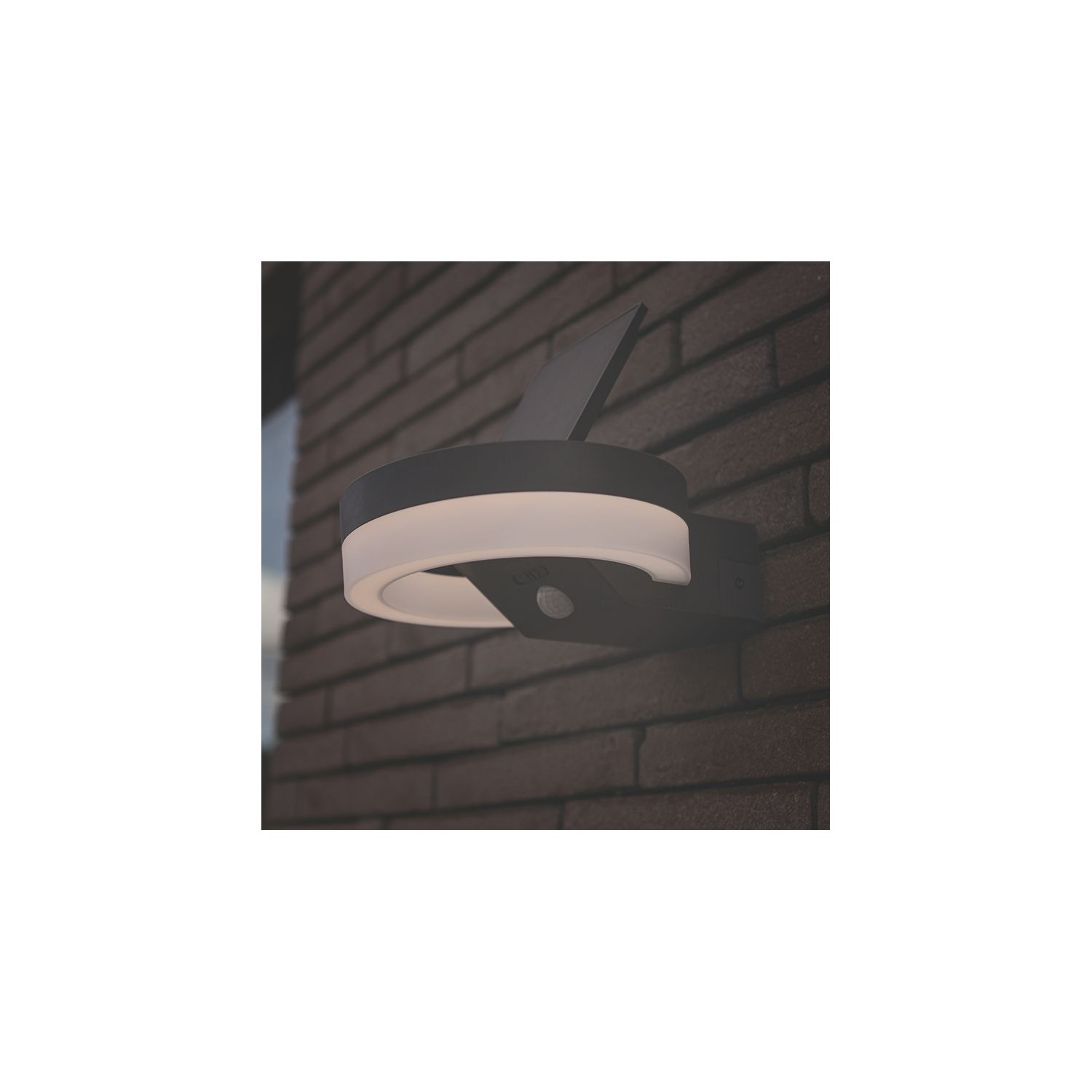 Lutec Runda Outdoor LED Solar Wall Light With PIR Sensor Dark Grey 1300lm (163EF)