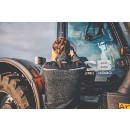 JCB Elmhurst Jumper w/ Hi-Vis Flashes Grey Marl Large 46" Chest