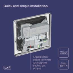 LAP  13A 1-Gang SP Switched Socket + 3A 18W 2-Outlet Type A & C USB Charger Polished Chrome with Black Inserts