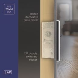 LAP  13A 1-Gang SP Switched Socket + 3A 18W 2-Outlet Type A & C USB Charger Polished Chrome with Black Inserts
