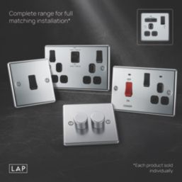 LAP  13A 1-Gang SP Switched Socket + 3A 18W 2-Outlet Type A & C USB Charger Polished Chrome with Black Inserts