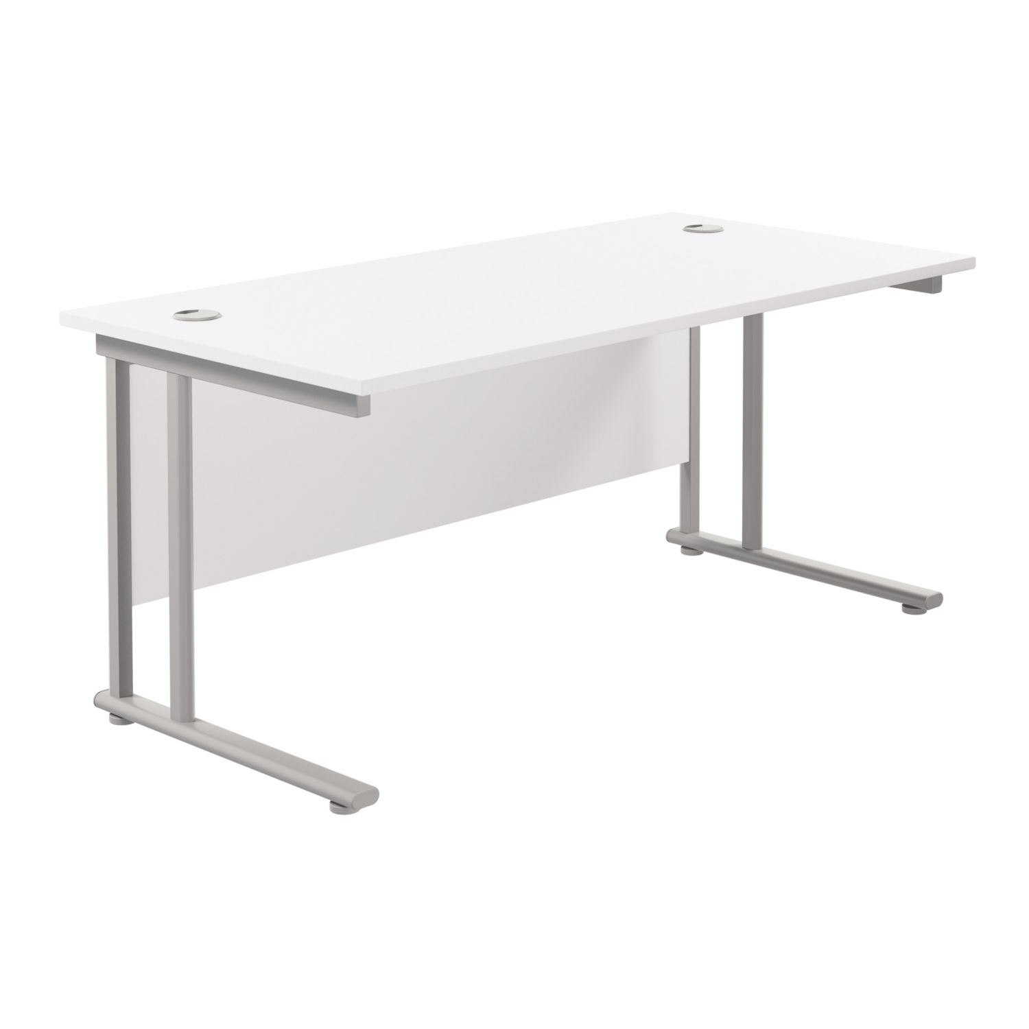 TC Group Aztec Twin Upright Rectangular Office Desk White/Silver 1600mm x 800mm (163TT)