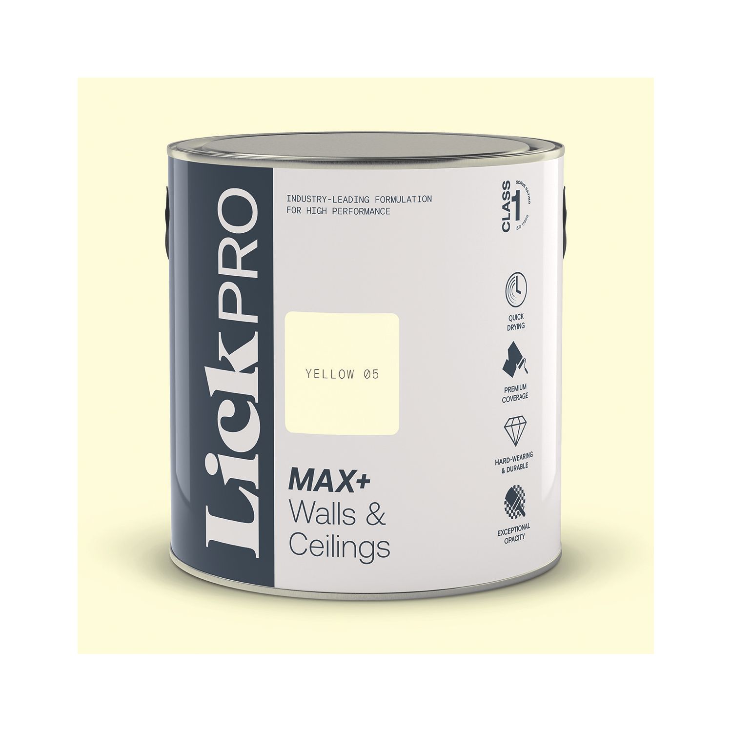 LickPro Max+ 2.5Ltr Yellow 05 Eggshell Emulsion Paint (164JY)