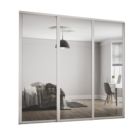 Spacepro  3-Door Sliding Wardrobe Door Kit Dove Grey Frame Mirror Panel 2136mm x 2260mm