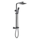 Maine HP/Combi Flexible Exposed Matt Black Thermostatic Square Bar Mixer Shower with Riser Handset & Overhead Outlet