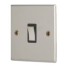 Contactum iConic 10AX 1-Gang Intermediate Switch Brushed Steel with Black Inserts