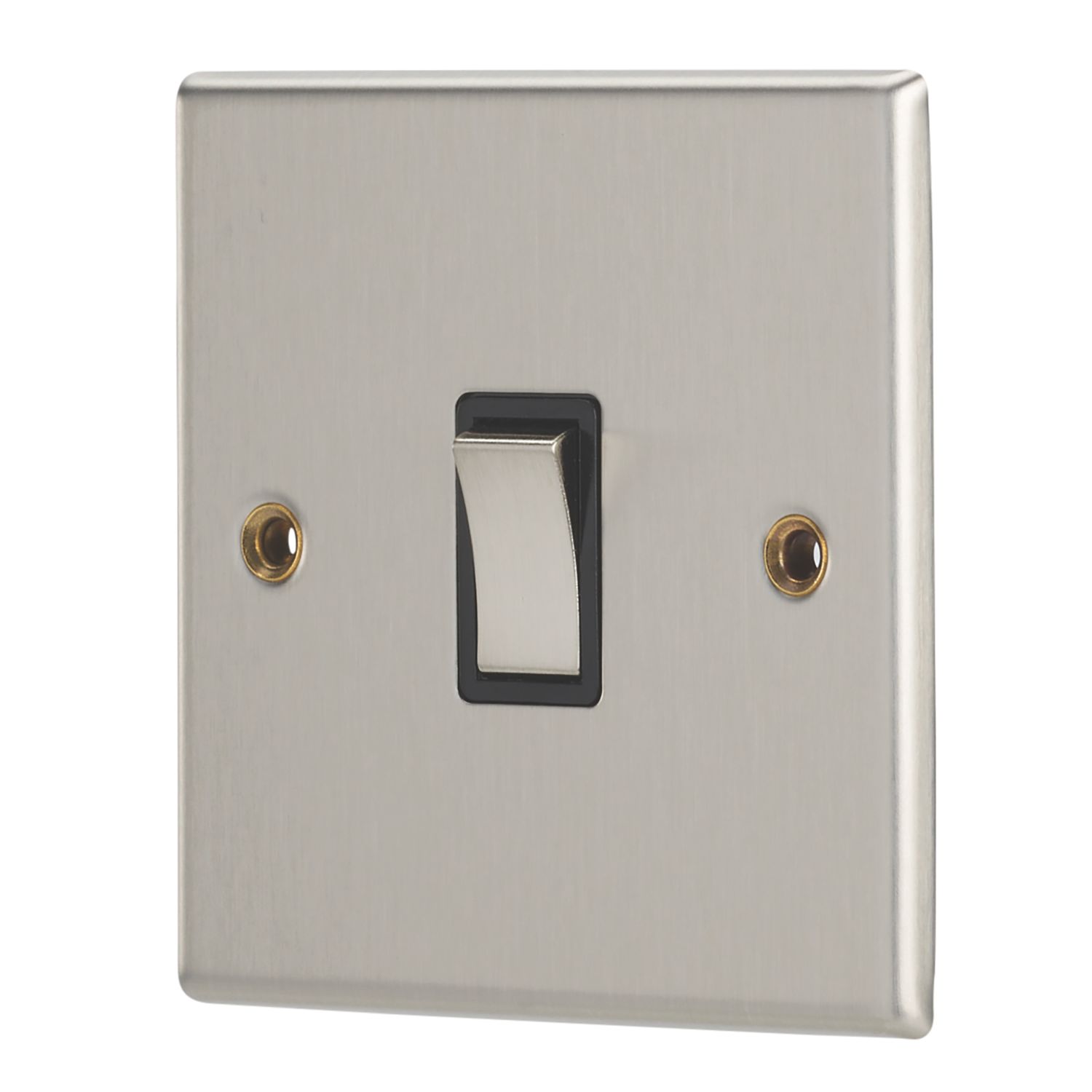 Contactum iConic 10AX 1-Gang Intermediate Switch Brushed Steel with Black Inserts (164RP)