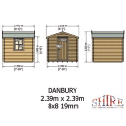 Shire Danbury 8' x 8' (Nominal) Apex Timber Log Cabin
