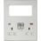 Knightsbridge SFR994BCW 13A 2-Gang DP Combination Plate + 4.0A 18W 2-Outlet Type A & C USB Charger Brushed Chrome with White Inserts