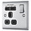 British General Nexus Metal 13A 1-Gang SP Switched Socket + 2.1A 2-Outlet Type A USB Charger Brushed Steel with Black Inserts