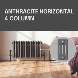 Flomasta 300mm x 605mm 1768BTU Anthracite Horizontal 4 Column Radiator