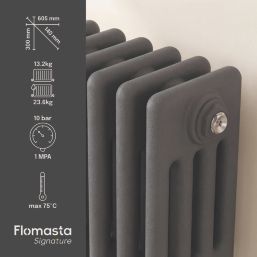 Flomasta 300mm x 605mm 1768BTU Anthracite Horizontal 4 Column Radiator