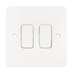 Hager Sollysta WMPS22 10AX 2-Gang 2-Way Light Switch  White