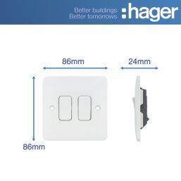 Hager Sollysta WMPS22 10AX 2-Gang 2-Way Light Switch  White