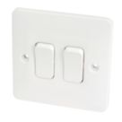 Hager Sollysta WMPS22 10AX 2-Gang 2-Way Light Switch  White