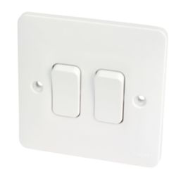 Hager Sollysta WMPS22 10AX 2-Gang 2-Way Light Switch  White