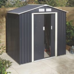 Rowlinson Trentvale 6' 6" x 3' 6" (Nominal) Apex Metal Shed Dark Grey