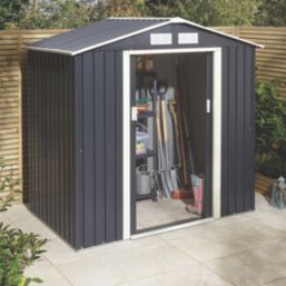 Rowlinson Trentvale 6' 6" x 3' 6" (Nominal) Apex Metal Shed Dark Grey