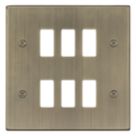 Knightsbridge  6-Module Grid Faceplate Antique Brass