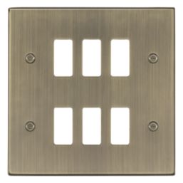 Knightsbridge  6-Module Grid Faceplate Antique Brass