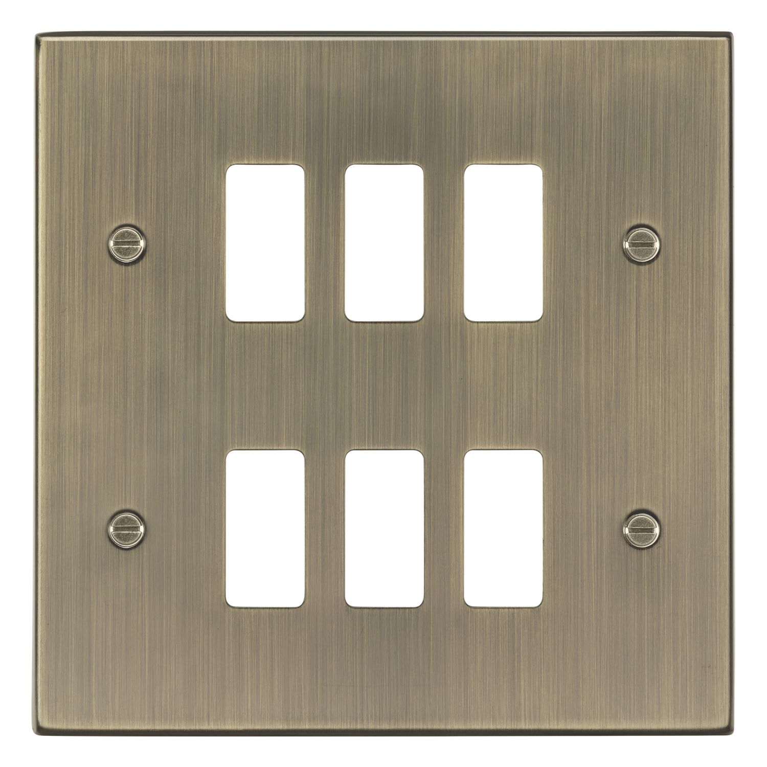 Knightsbridge 6-Module Grid Faceplate Antique Brass (165CR)