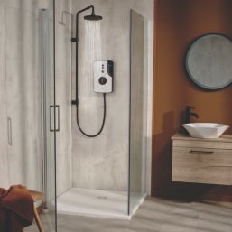 Triton ENlight White / Black 9.5kW Thermostatic Overhead Shower with UNIQ Kit