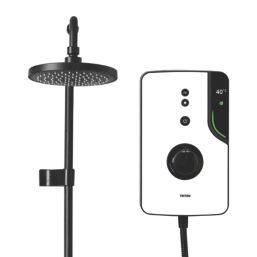 Triton ENlight White / Black 9.5kW Thermostatic Overhead Shower with UNIQ Kit