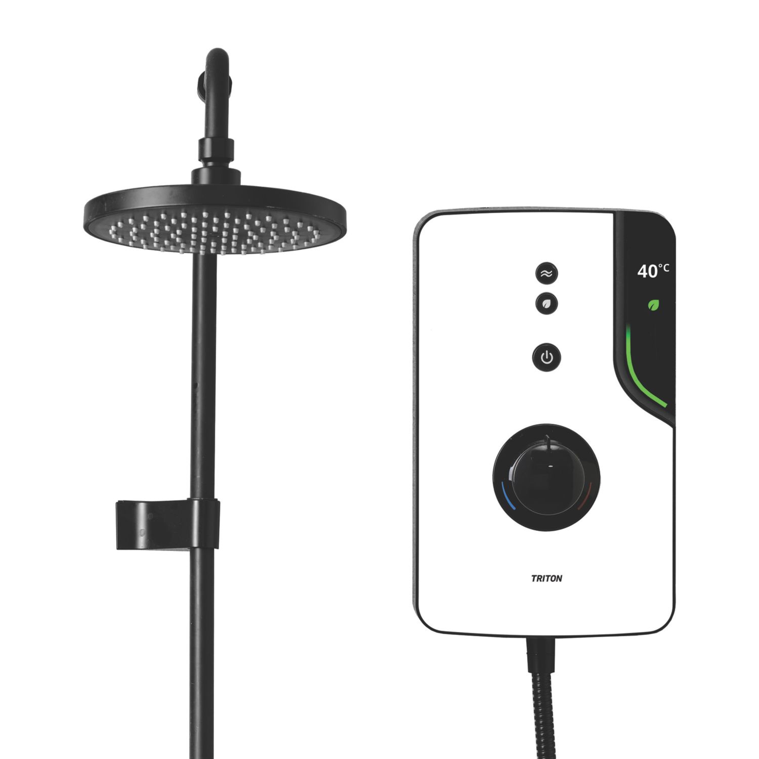 Triton ENlight White / Black 9.5kW Thermostatic Overhead Shower with UNIQ Kit (165CU)