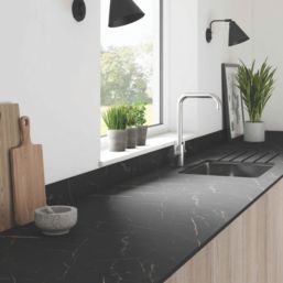 Wilsonart Matt Black Stone Effect Compact Laminate Upstand 3000mm x 100mm x 12mm