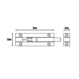 Smith & Locke Necked Door Bolt Satin Nickel 76mm