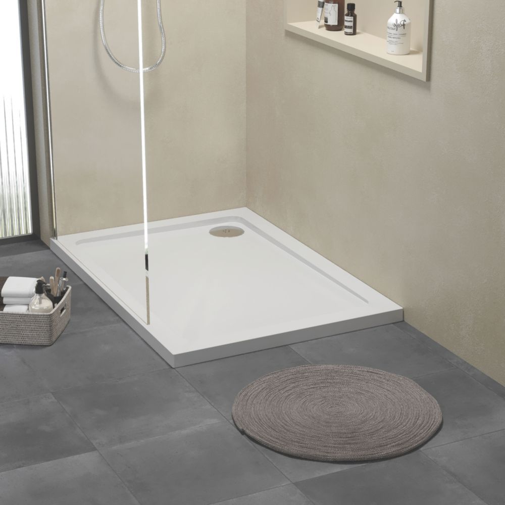 ETAL Pearlstone Matrix Rectangular Shower Tray White 1000mm x 700mm x ...