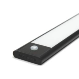 VEW Bar 350mm Rechargeable Battery Powered LED Cabinet Light Black with PIR Sensor 230lm Screwfix