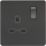 Knightsbridge  13A 1-Gang DP Switched Single Socket Matt Black  with Black Inserts