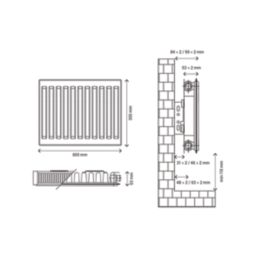 Flomasta 300mm x 600mm 1065BTU White Type 11 Convector Radiator