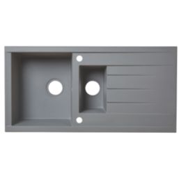 1.5 Bowl Plastic & Resin Kitchen Sink & Drainer Grey Reversible 1000mm x 500mm