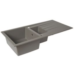 1.5 Bowl Plastic & Resin Kitchen Sink & Drainer Grey Reversible 1000mm x 500mm