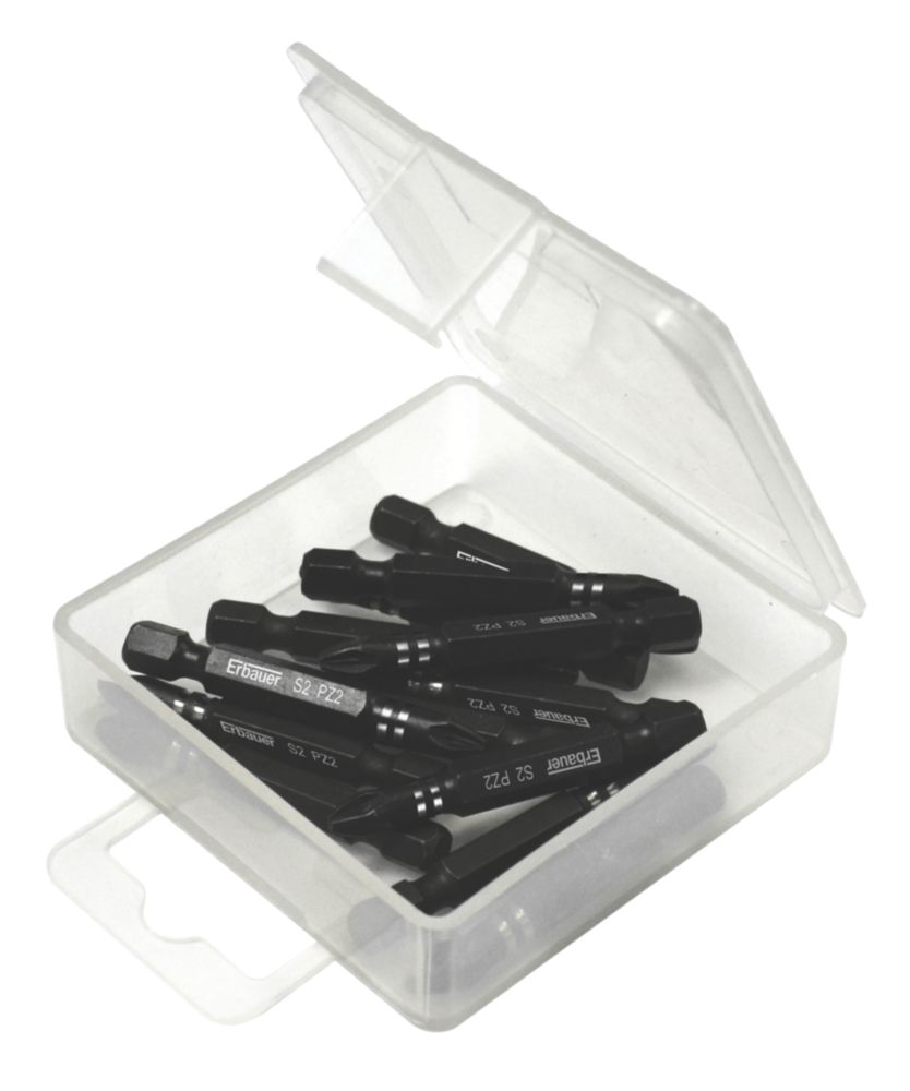 Erbauer 1/4" 50mm Hex Shank PZ2 Impact Screwdriver Bit Box 15 Pack