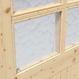 Green & Taylor  12-Obscure Light 7,0" x 6,6" Non-Insulated Frameless Pine Hinged Garage Door Pine