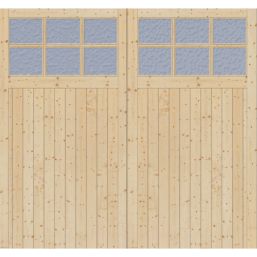 Green & Taylor  12-Obscure Light 7,0" x 6,6" Non-Insulated Frameless Pine Hinged Garage Door Pine