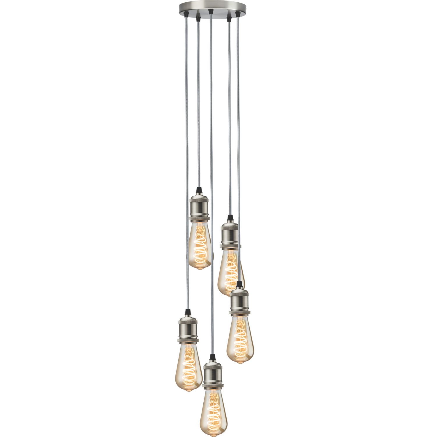 Knightsbridge Vintage Style 5-Light Pendant Brushed Chrome (166GA)
