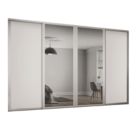 Spacepro Shaker 4-Door Sliding Wardrobe Door Kit Cashmere Frame Cashmere / Mirror Panel 2898mm x 2260mm
