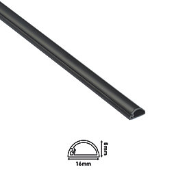 D-Line PVC Black Micro Trunking 16mm x 8mm x 2m