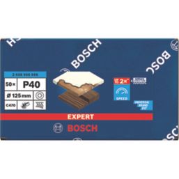 Bosch Expert C470 40 Grit 8-Hole Punched Wood Sanding Discs 125mm 50 Pack